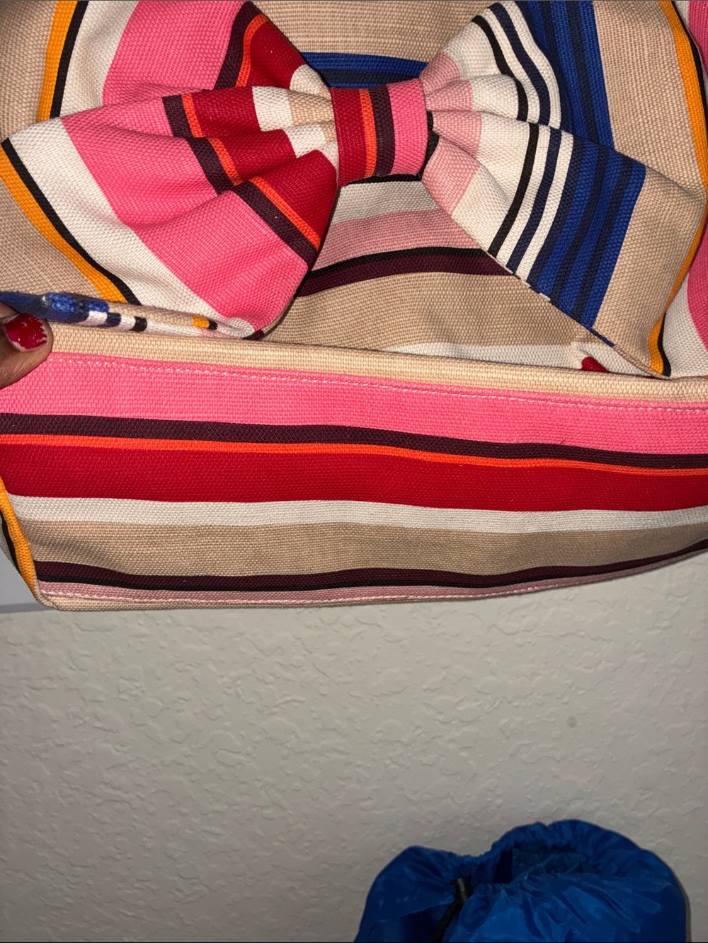 kate spade Pink, Blue & Red Striped Bow Tote - Picture 10 of 17